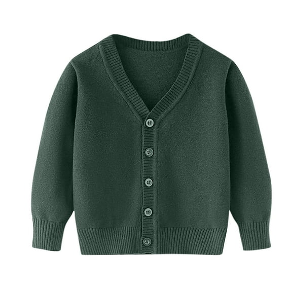 Boys Girls School Uniform Cardigan Kids Unisex Long Sleeve Button up Sweater V Neck Cotton Plain School Cardigans for Girls and Boys Age 2-13 Years