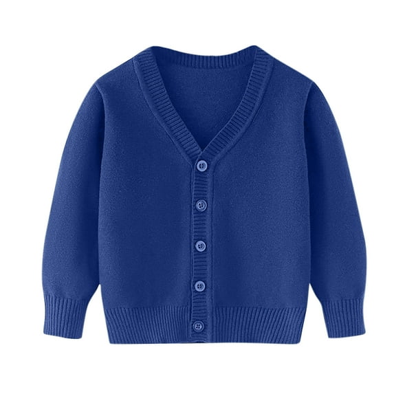Boys Girls School Uniform Cardigan Kids Unisex Long Sleeve Button up Sweater V Neck Plain School Cardigans for Girls and Boys Age 2-13 Years