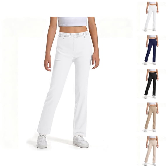 Boys Girls School Uniform Pants 2025 Trendy Straight Leg High Stretchy Dress Pants with Pockets