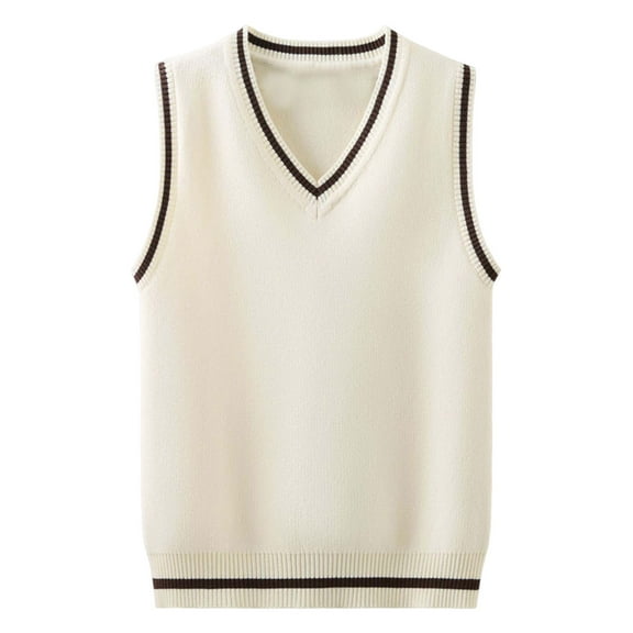 Boys Girls School Uniform Sweater Vest 2025 Fashion Teen V Neck Knit Vest Sleeveless Slim Fit Pullover Tank Tops Kids Clothes Boys Back To School Clothes 5-6