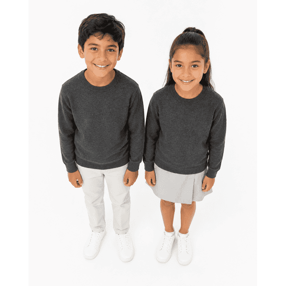 ClassExceed Kids Boys & Girls Fleece Crewneck Sweatshirt, Charcoal Heather, XS