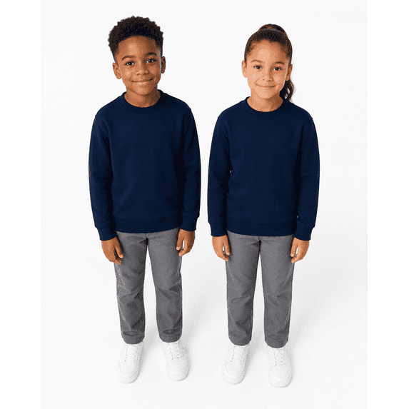 ClassExceed Boys Sweatshirt, Girls & Kids Fleece Crewneck Pullover, Unisex School Uniform, Navy, Youth XS (5-6)