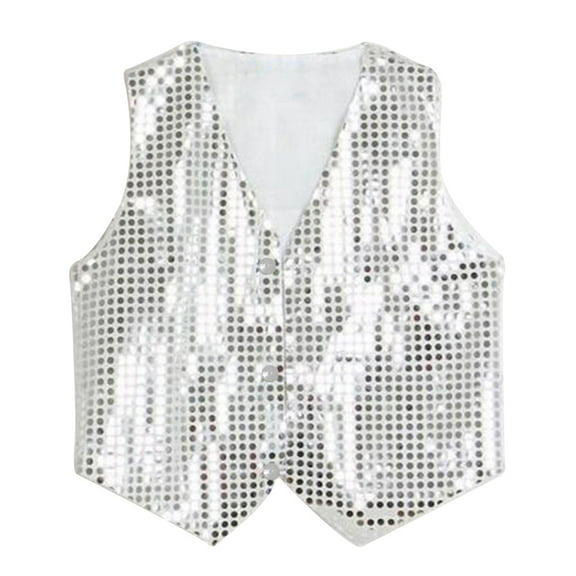 Boys Girls Sequined Vest Waistcoat Hip-hop Dance Party Street Show Costume