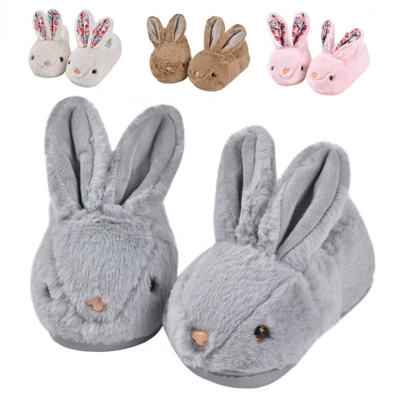 Boys Girls Shark Rabbit Slippers for Toddler Kids - Cute Plush Warm Non-Slip Indoor Bedroom Winter Shoes