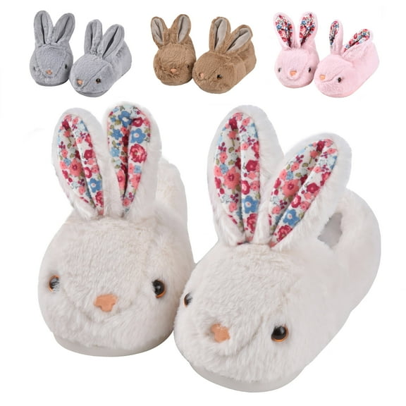 Boys Girls Shark Rabbit Slippers for Toddler Kids - Cute Plush Warm Non-Slip Indoor Bedroom Winter Shoes