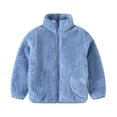 thumbnail image 1 of Boys Girls Sherp𝗮 Fleece Full Zip Jacket Mock Neck Winter Warm Coat Windproof Fluffy Fuzzy Sweatshirt Outerwear with Pockets, 1 of 8