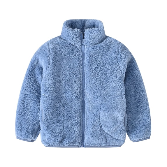 Boys Girls Sherpš® Fleece Full Zip Jacket Mock Neck Winter Warm Coat Windproof Fluffy Fuzzy Sweatshirt Outerwear with Pockets