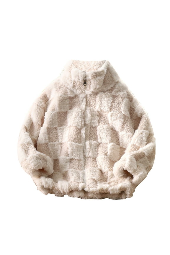 Boys Girls Sherp𝐚 Fleece Jacket Full-Zip Fuzzy Fleece Sweatshirt Kids Toddler Windproof Coats Soft Warm Winter Outerwear