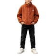 thumbnail image 1 of Boys Girls Sherpa Fleece Jacket Full-Zip Fuzzy Fleece Sweatshirt Kid Toddler Windproof Coat Soft Winter Jacket Thick Raincoat, 1 of 7