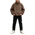 thumbnail image 1 of Boys Girls Sherpa Fleece Jacket Full-Zip Fuzzy Fleece Sweatshirt Kid Toddler Windproof Coat Soft Winter Jacket Thick Raincoat, 1 of 7