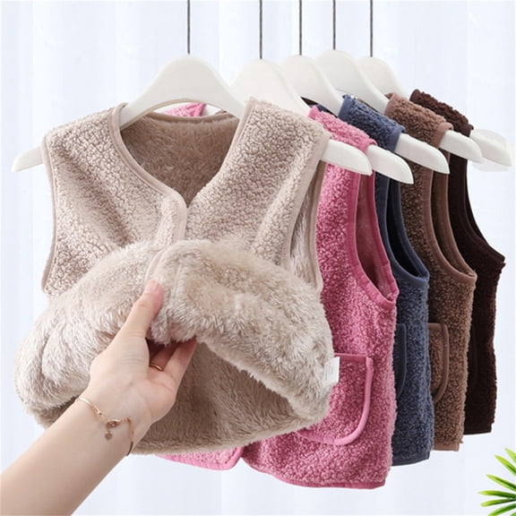Boys Girls Sherpa Fleece Vest Sleeveless Jacket Gilet Fall Winter Outerwear Soft Zip Up Puffy Vest Cozy Fall Jacket White 110