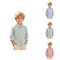 thumbnail image 1 of Boys Girls Shirts Long Sleeve Button Down Collared Checked Shirt with Chest Pocket Kids School Uniform 2-9 Years, 1 of 9
