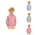 thumbnail image 1 of Boys Girls Shirts Long Sleeve Button Down Collared Checked Shirt with Chest Pocket Kids School Uniform 2-9 Years, 1 of 9