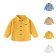 thumbnail image 1 of Boys Girls Shirts Spring Fall Fashion Casual Long Sleeve Button Down Lapel Collared Dress Shirt, 1 of 5
