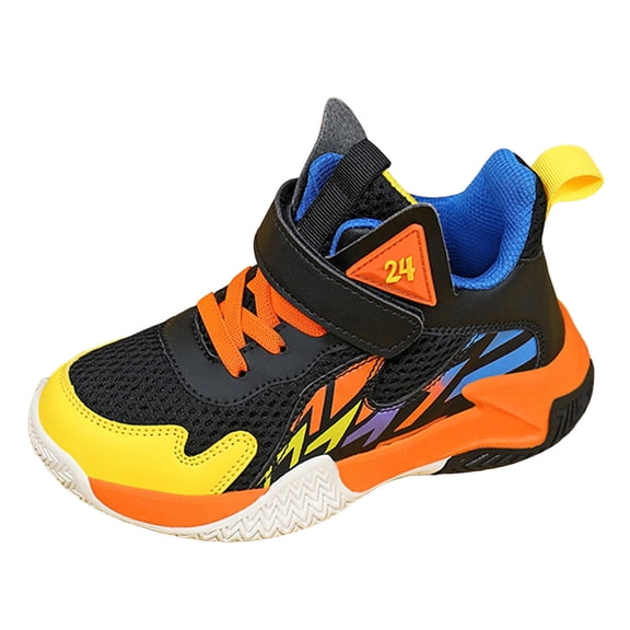 Boys Girls Shoes Kids Tennis EZ-Ons FunRun Breathable Running Athletic Sport Sneakers,Orange