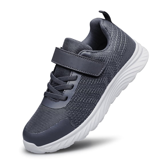 YHOON Boys Girls Shoes Sneakers Slip on Athletic Tennis Walking Shoes Lightweight Kids Shoes Grey Big Kid Size 3