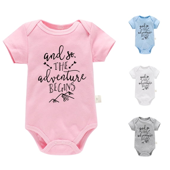 Boys Girls Short Sleeve Letter Print Romper Bodysuit Children Clothes