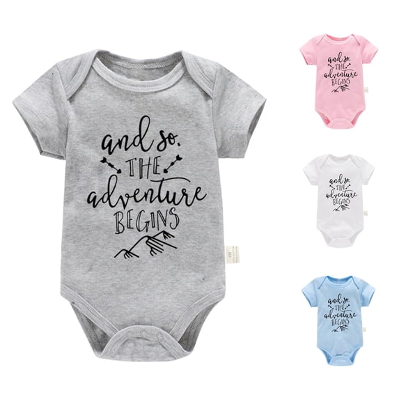 Boys Girls Short Sleeve Letter Print Romper Bodysuit Children Clothes