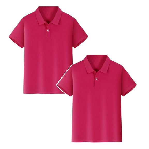 Boys Girls Short Sleeve Polo Shirt Child Button Closure Solid Color Kids School Uniform Casual Shirt Size 4-5 Years