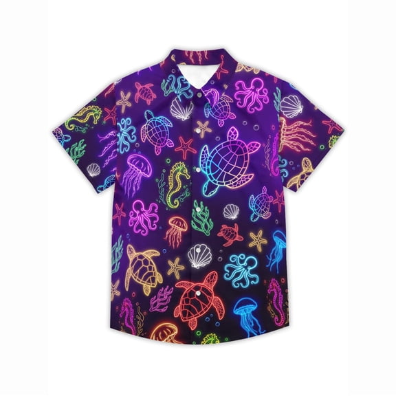 Boys Girls Short Sleeve Summer Casual Prints Gentleman Tops Teen Holiday Shirts T Shirt With Pocket