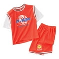 thumbnail image 1 of Boys Girls Short Sleeve T Shirt And Mesh Shorts Sportswear Outfits Tracksuits Set Leisure Dailywear 3-4 Years, 1 of 3