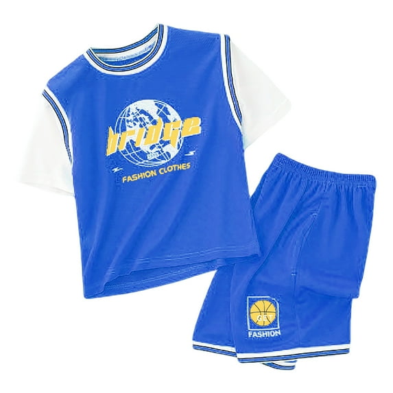 Boys Girls Short Sleeve T Shirt And Mesh Shorts Sportswear Outfits Tracksuits Set Trendy Dailywear 18-24 Months