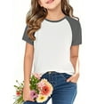 thumbnail image 1 of Boys & Girls Short Sleeve T-Shirts 2025 Summer Size 3-14 Toddlers Teens Pullover Color-Block Crewneck Raglan Going-Out Tees Tops, 1 of 8