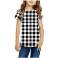thumbnail image 1 of Boys Girls Short Sleeve T-Shirts Kids Classic Checkered Graphic Tee Cute Round Neck Versatile Top, 1 of 5