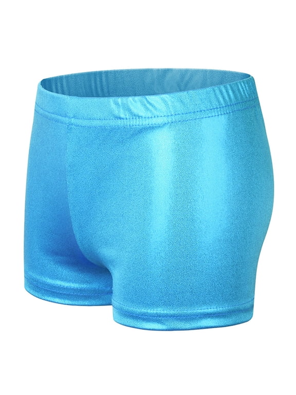 Boys & Girls Shorts Size 3-9 Shiny Elastic Waist Boyshorts Toddlers Kids Solid Stretchy Slim-Fit Dance Athletic Short