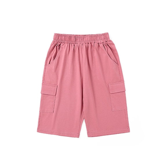 Boys Girls Shorts Kids High Waisted Cargo Shorts Summer Casual Shorts with Pockets 4-12 Years