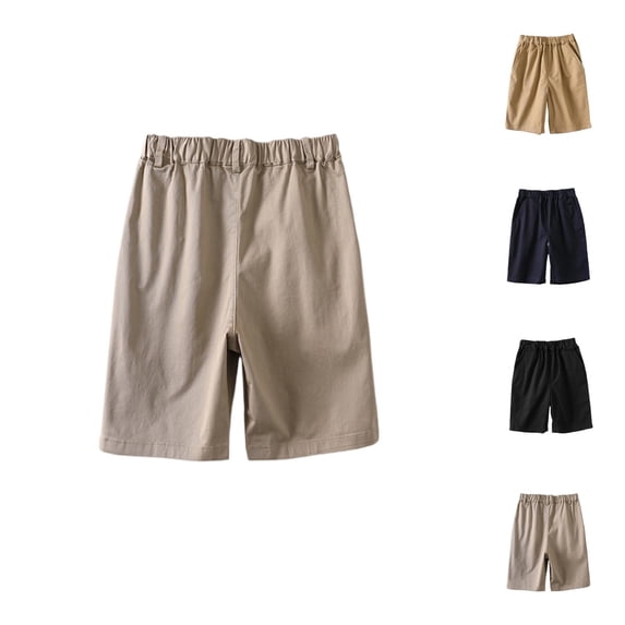 Boys Girls Shorts with Pockets Summer Casual Lightweight Elastic Waist Loose Knee Length Shorts School Uniforms 1-18 Years