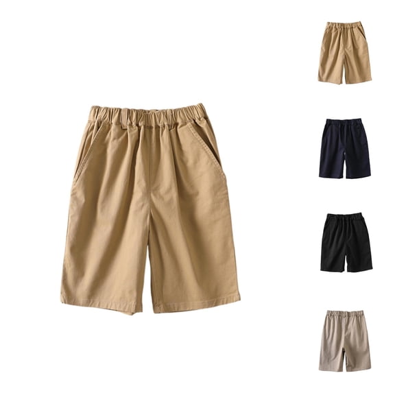 Boys Girls Shorts with Pockets Summer Casual Lightweight Elastic Waist Loose Knee Length Shorts School Uniforms 1-18 Years
