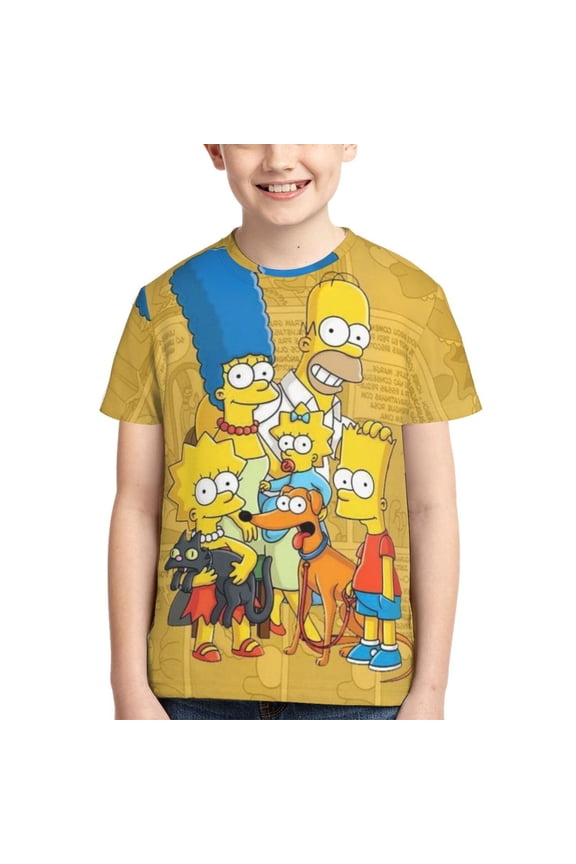 Boys Girls Simpsons T-Shirts 3D Printed Novelty Short Sleeve Shirts Kids Youth Game Cartoon Tee Shirts Summer Tops