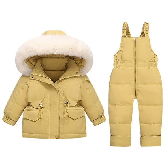 Boys Girls Ski Clothes Waterproof Snowboard Jumpsuits Fashion Solid Down Jackets Keep Thickening Warm Outdoor Coat Jumpsuit Glove Set