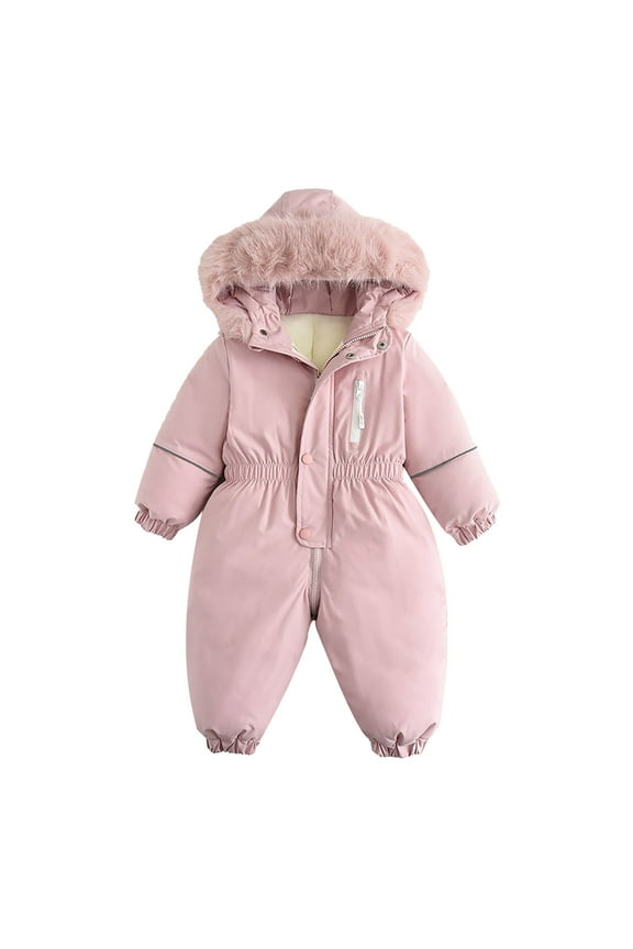 Boys Girls Ski Snow Jacket One Piece Hooded Baby Little Kids Winter Snowsuit Coat Romper Puffer Outwear 1-4T (3 Years, Pink #1)