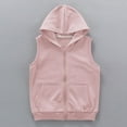 thumbnail image 1 of Boys Girls Sleeveless Hoodies Zip up Hooded Sweatshirts Kids Cotton Vests Jacket Coats Tops with Pockets New Girls Vests Tops Trendy Fall Pinky 12 Years, 1 of 7