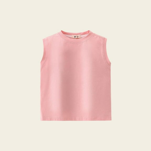 Boys Girls Sleeveless Tank Tops Size 2-10 Pullover Crewneck Shirts Toddlers Kids Casual Solid Color Basic Loungewear Athletic Tees Camisoles