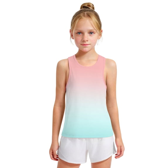 Boys & Girls Sleeveless Tank Tops Size 3-15 Pullover Crewneck Undershirts Shirts Teens Toddlers Trendy Gradient Printed Athletic Cami Top