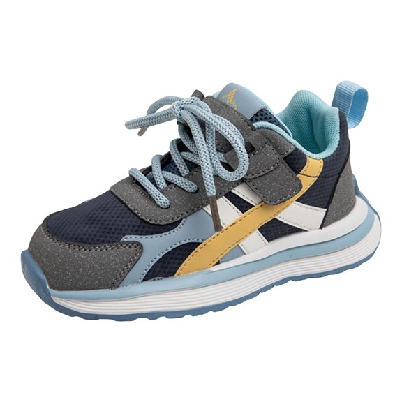Boys Girls Sneakers Fashion Color Block Lace up Kids Running Shoes Antislip Soft Sole Casual Lightweight Mesh Tennis Shoes Yellow 11.5 Little Kid