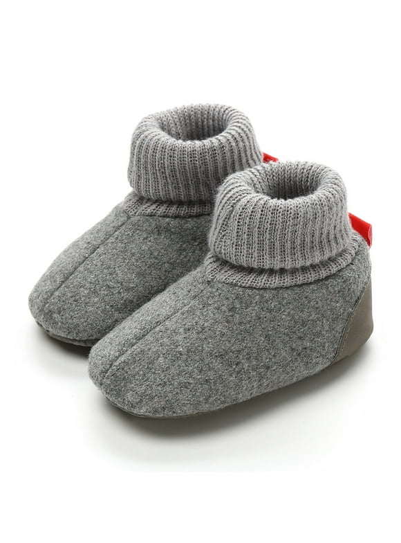 Boys Girls Sneakers First Sole Shoes Warm Winter Gray Flexible Crib Shoes Clothes