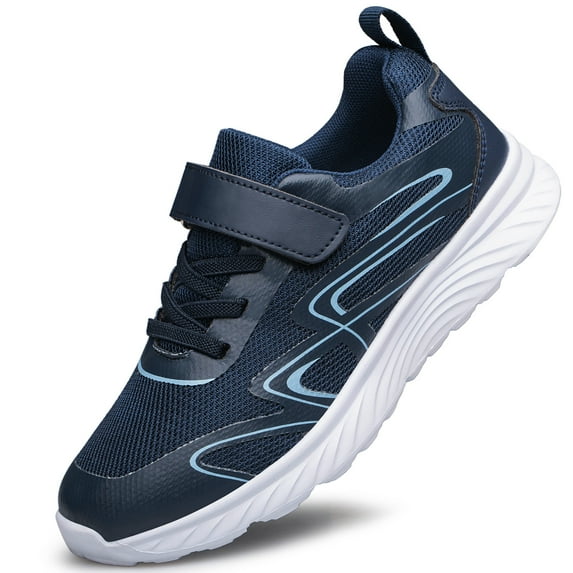 vibdiv Boys Girls Sneakers Kids Shoes Tennis Running Shoes Athletic Non-Slip Sneakers Navy Blue Big Kid Size 4