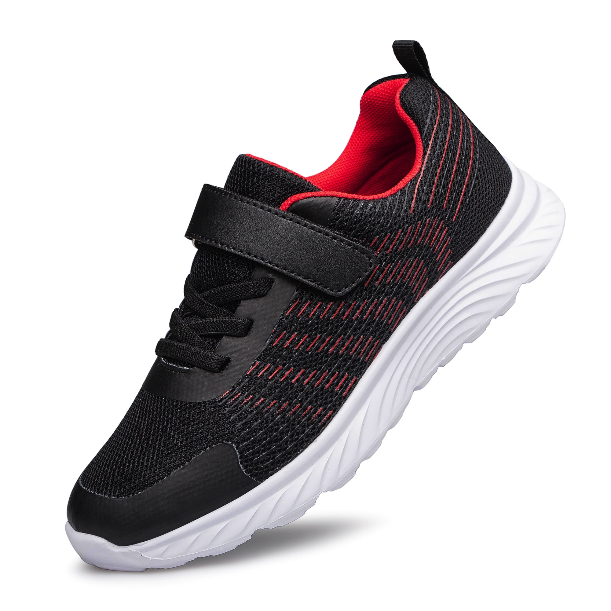 YHOON Boys Girls Sneakers Kids Shoes Unisex Breathable Fitness Running Tennis Lightweight Shoes Black Big Kid Size 1