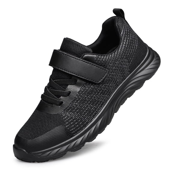 YHOON Boys Girls Sneakers Kids Shoes Unisex Breathable Fitness Running Tennis Lightweight Shoes Black Toddler Size 7