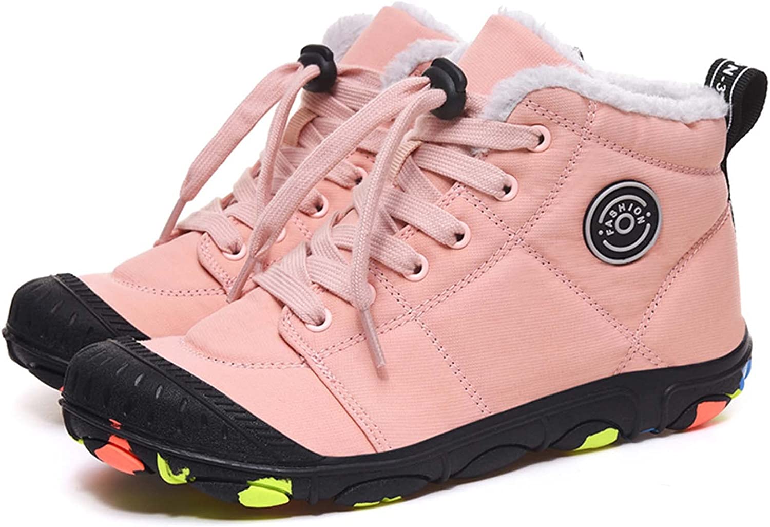Kids Waterproof Hiking Boots - Winter Snow Shoes With Steel Buckle Anti-Slip Sole