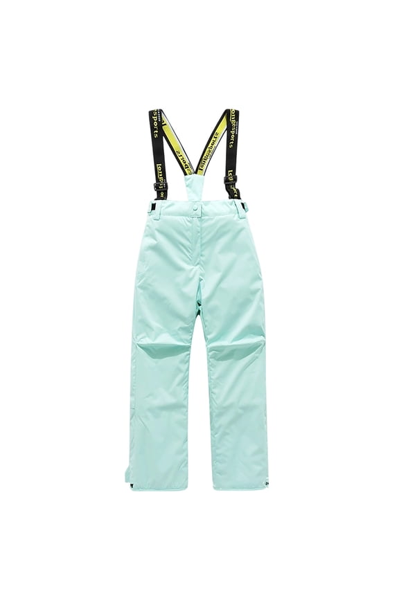 Boys & Girls Snow Ski Bib Pants Winter Waterproof Windproof Insulated Snowboard Overalls Color Green Size 13-14 years