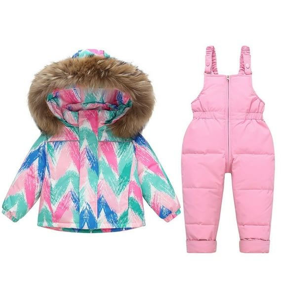 Boys Girls Snow Suit Winter Snowsuit Padded Warm 2 Piece Outfits Zip Up Puffer Hooded Ski Jacket and Snowboarding Pants