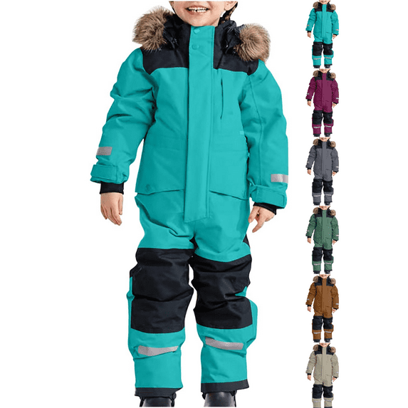 Boys' and Girls' Snowsuit Waterproof Jumpsuit Windproof Thermal Snow Suit for Kids Winter Ski Suit Coveralls Toddler Snow Suit Boys Girls One-Piece Snowsuit Winter Outdoor jumpsuit (1T-15)