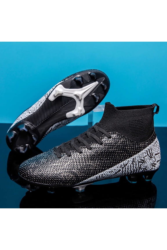 Boys Girls Soccer Cleats High-top Training Football Cleats Ankle-high Soccer Shoes Lightweight Outdoor