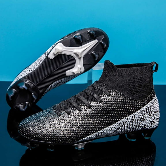 Boys Girls Soccer Cleats High-top Training Football Cleats Ankle-high Soccer Shoes Lightweight Outdoor