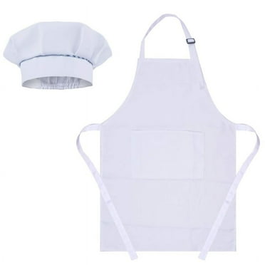 Boys Girls Solid Color Chef Outfits Chef Mushroom Hat Apron Bib Set Children Baker Uniform Costume Accessories